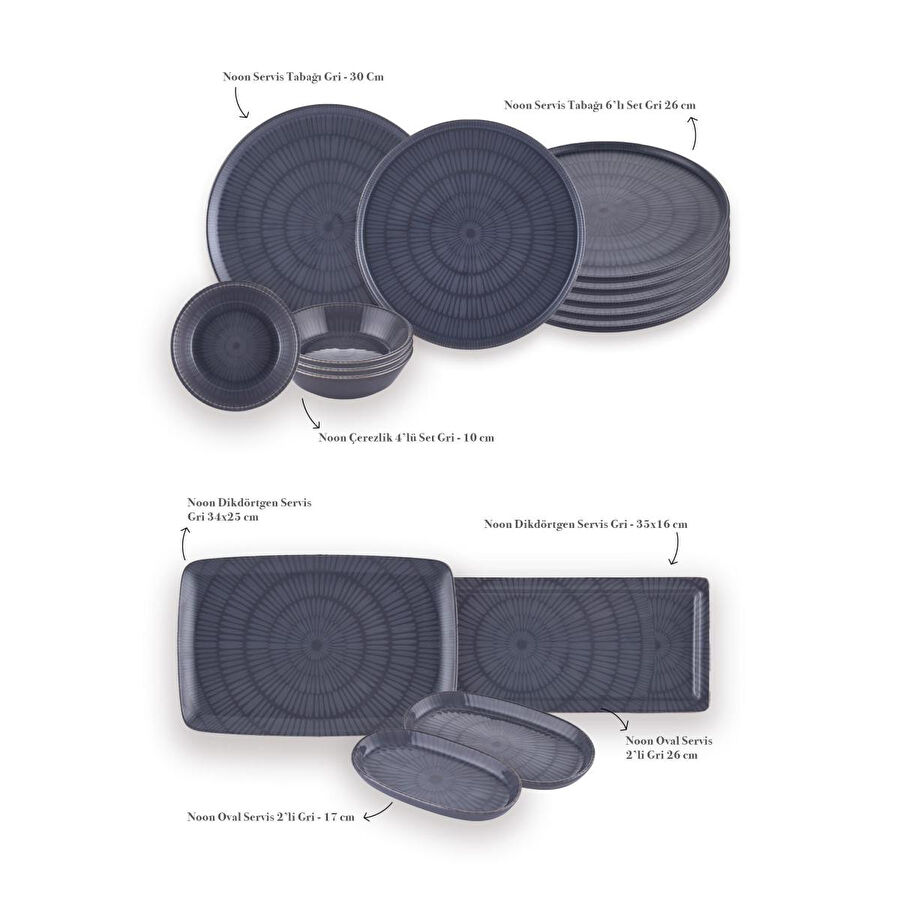 The Mia Noon Kahvaltı Takımı 6 Kişilik 17 Parça Gri 1703