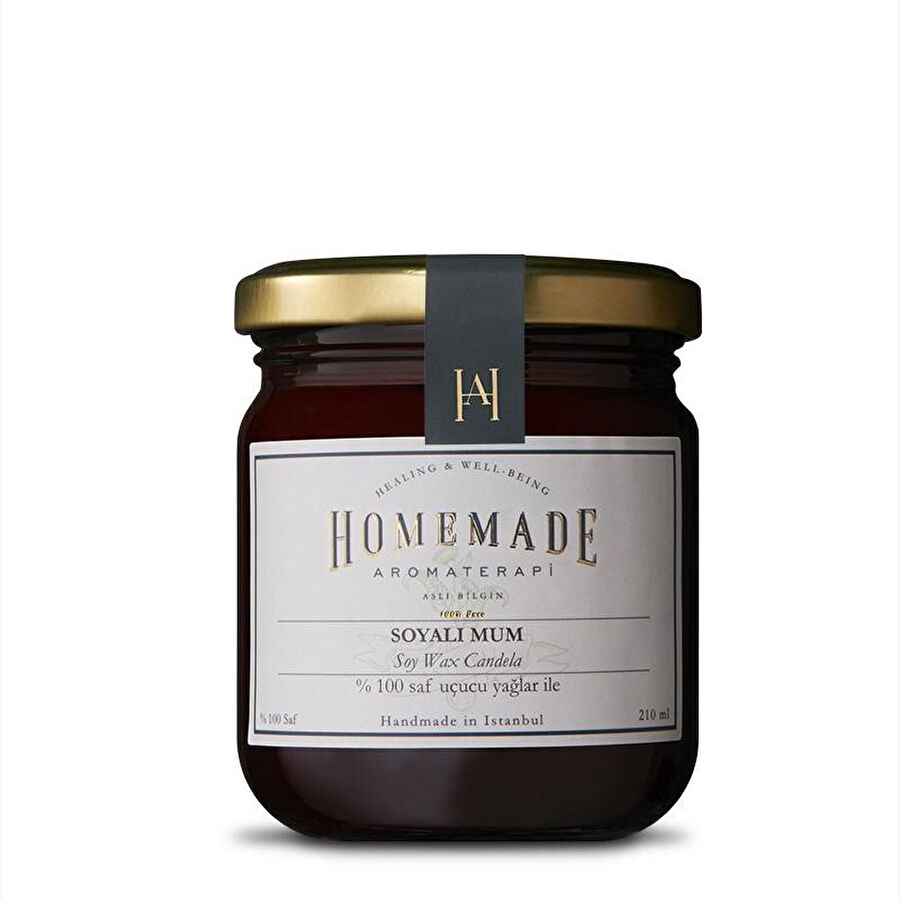 Homemade Aromaterapi Tarçın Portakal Karanfil Soyalı Mum-Amber-210 Ml