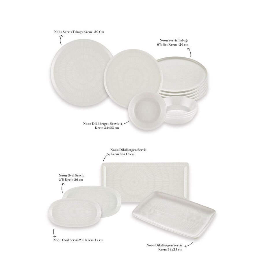 The Mia Noon Kahvaltı Takımı 6 Kişilik 17 Parça Krem 1701