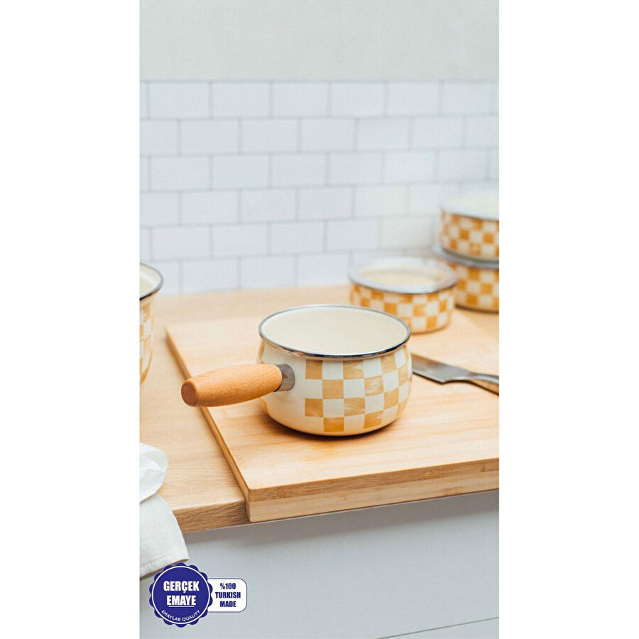 Emaylab Beige Emaye Tava 16cm (1,3 Litre)