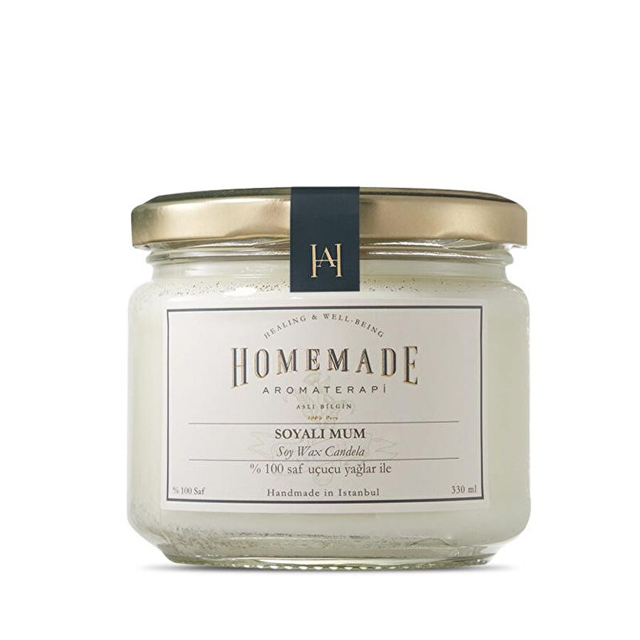 Homemade Aromaterapi Tarçın Portakal Karanfil Soyalı Mum-büyük-330 Ml