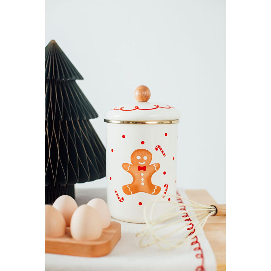 Emaylab Merry Yılbaşı Özel Emaye Dev Boy Kapsül Kavanozu , Çok Amaçlı Kavanoz