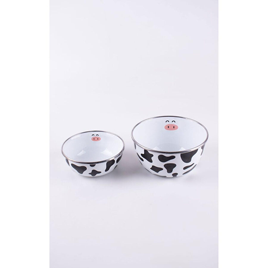 Emaylab Mötilda Emaye İnek Desenli Kase Seti 12-14 (yemek Taşimaya Uygun- Ocağa Koyulabi̇li̇r)