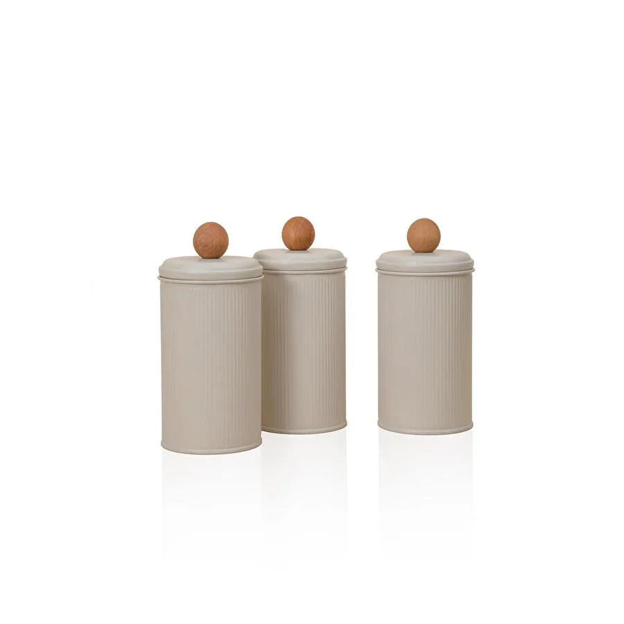 The Mia Stripe Çay Kahve Şeker Kavanozu Bej 1,20 Lt