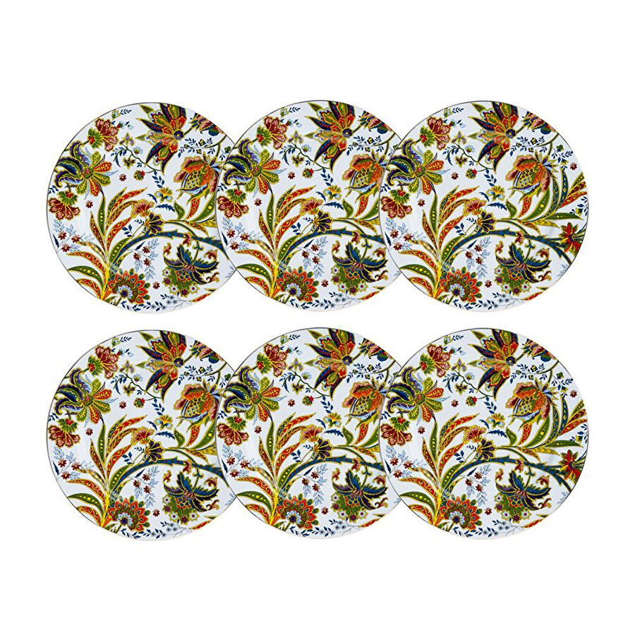 Lucky Art Yvette Paisley Desen 6 Lı Porselen Servis Tabağı Seti 27 Cm