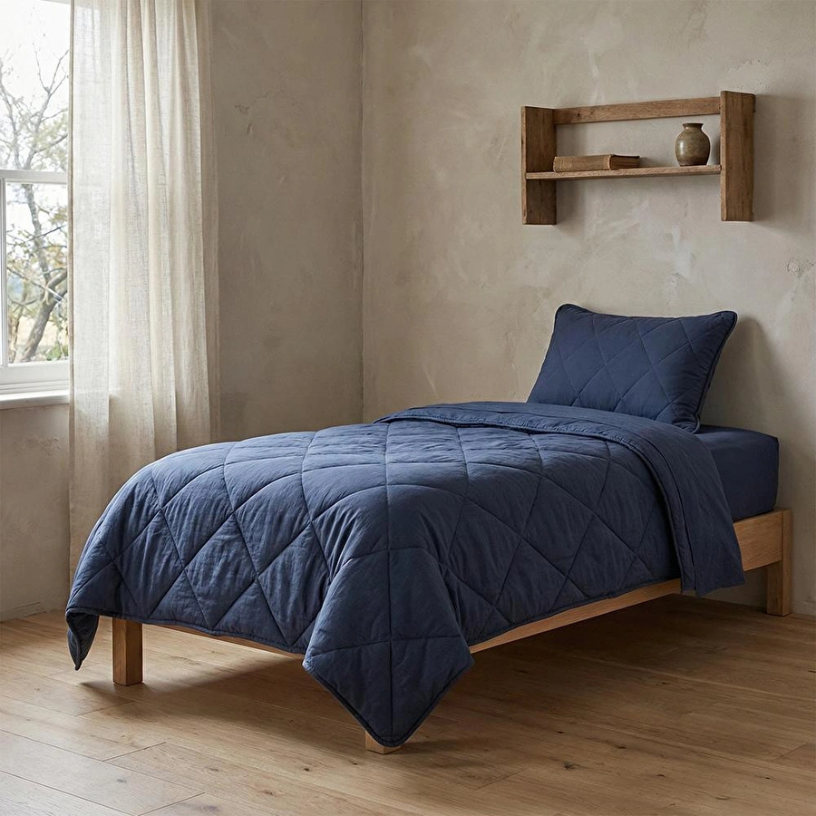 Penelope Microfiber Kumaş Tek Kişilik Denim Yastık Yorgan Seti - Colors In Comfort