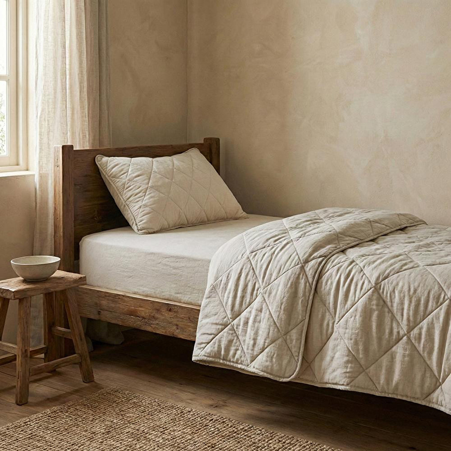 Penelope Microfiber Kumaş Tek Kişilik Krem Yastık Yorgan Seti - Colors In Comfort