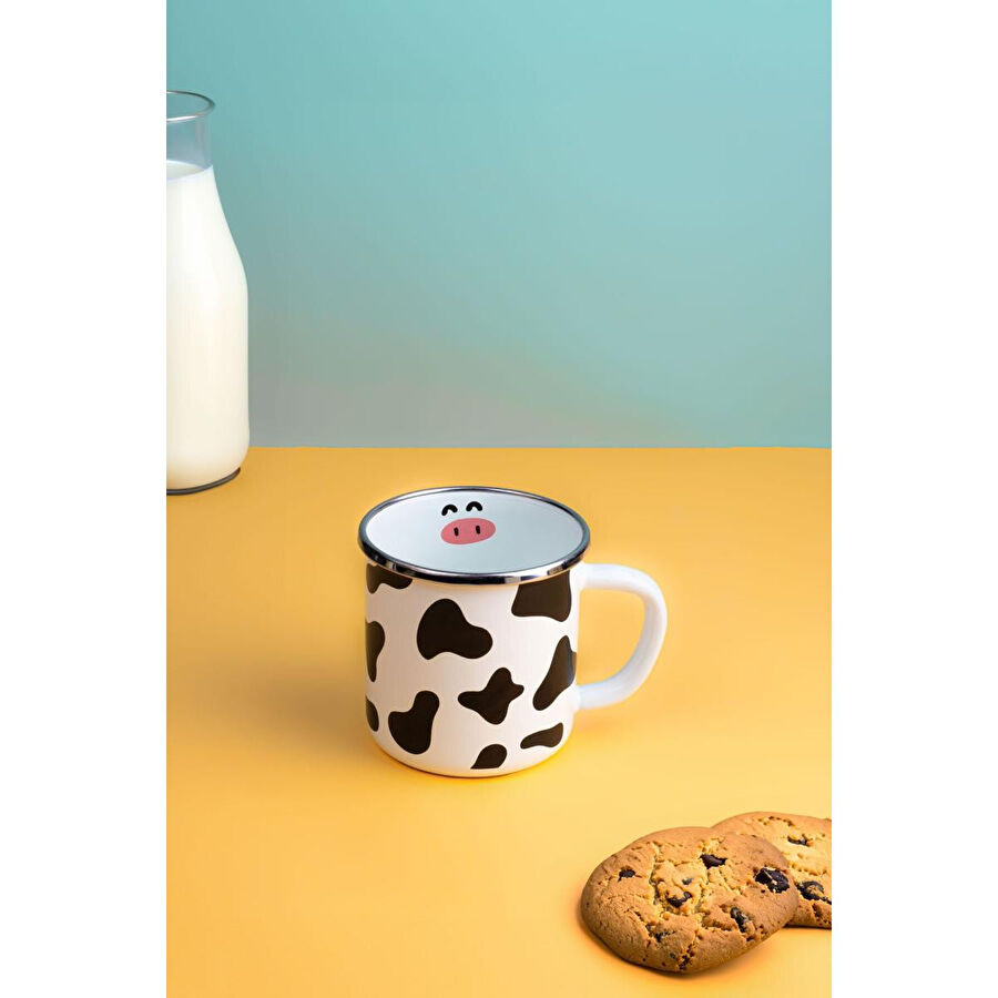 Emaylab Mötilda Inek Desenli Emaye Kupa