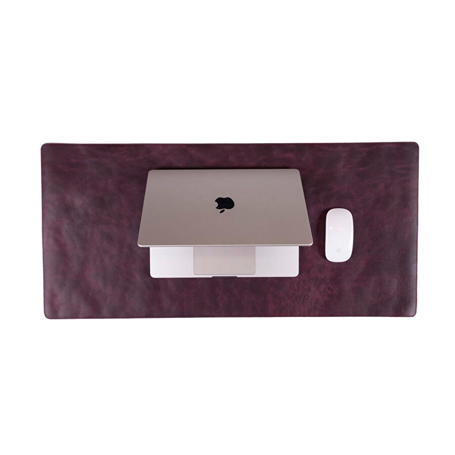 Bloominbag Still & Silent - Scarlet Red Doğal Deri Desk Mat Macbook Altlığı Ve Mousepad
