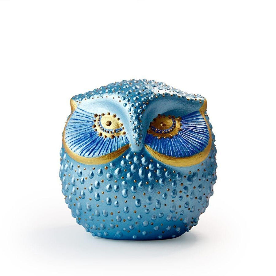 Coho Objet Coho Art Tılsımlı Baykuş El Yapımı Sanatsal Dekoratif Obje - Brilliant Blue