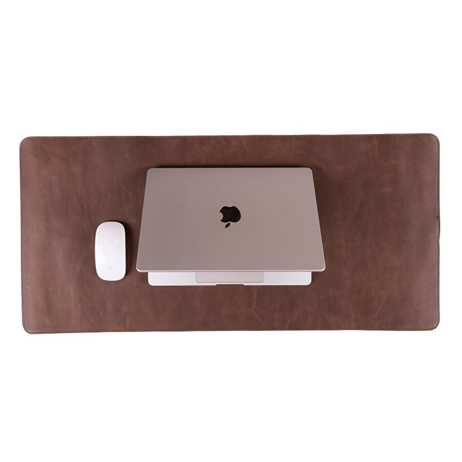 Bloominbag Still & Silent – Saddle Brown Gerçek Deri Desk Mat Macbook Altlığı Ve Mousepad
