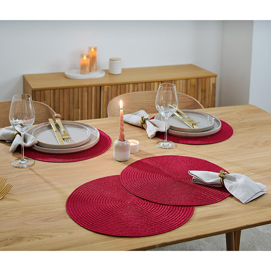 Tchibo Amerikan Servis, 4 Lü Set, Yuvarlak, Kırmızı