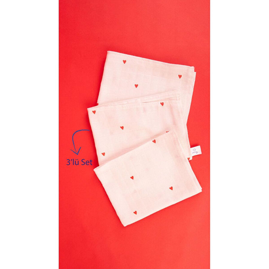 Emaylab Cupid Kalp Desenli %100 Müslin -pamuk Mutfak Kurulama Bezi Ve Bebek Omuz Bezi (3'lü Set)
