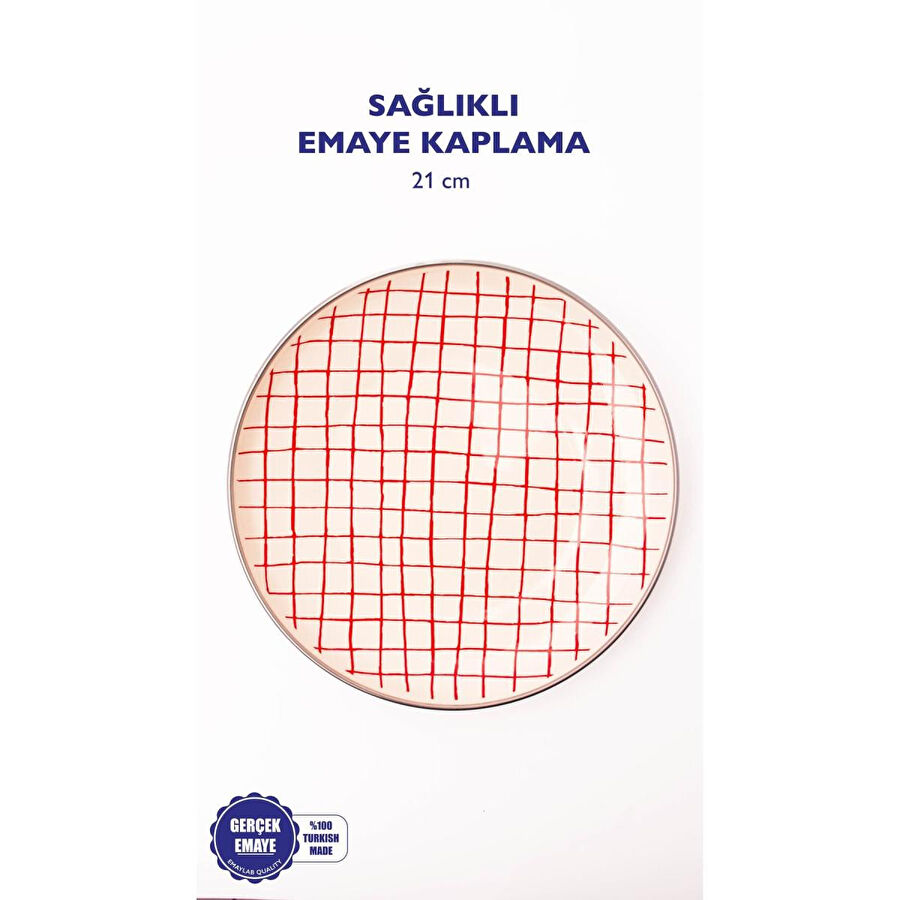 Emaylab Cupid Kareli Emaye Pasta/sunum Tabağı 21 Cm