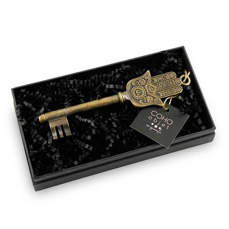 Coho Objet Coho Brazen Dekoratif Pirinç Döküm Hamsa Anahtar Sembolü