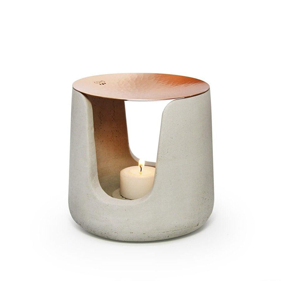 Coho Objet Coho Concre Matte Dövme Bakır Kaseli Boz Aromaterapi Buhurdanlık