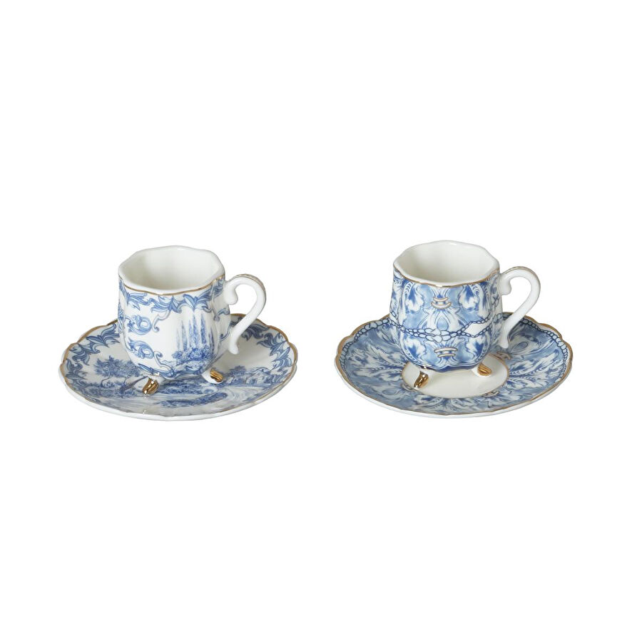 Lucky Art Florance Bone 4lu Ayakli Kahve Fincani Seti