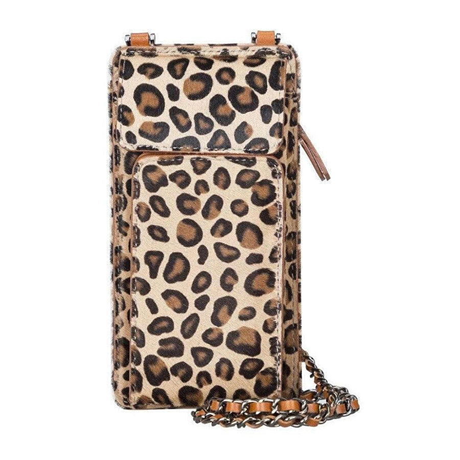 Bloominbag Bloomcross Leopard Luxe Hakiki Deri Cüzdan & Telefon Çantası