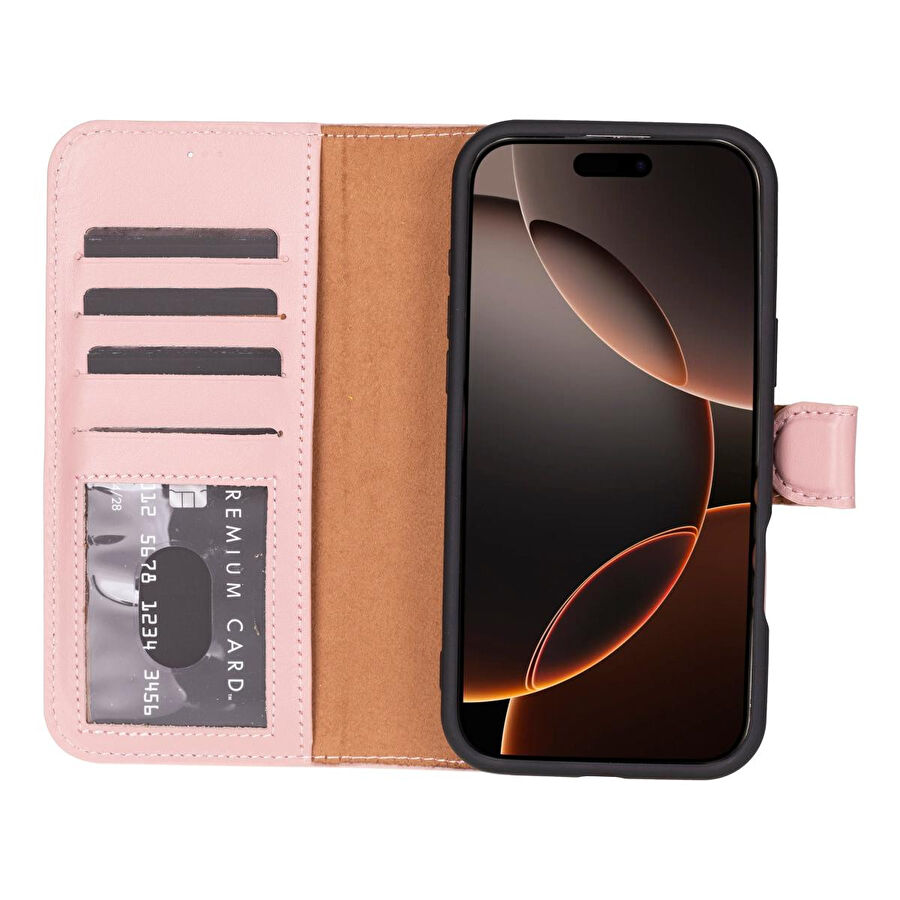 Bloominbag Bloomcase Apple Iphone 16 Pro Max – Blush Nude Hakiki Deri Cüzdanlı Telefon Kılıfı