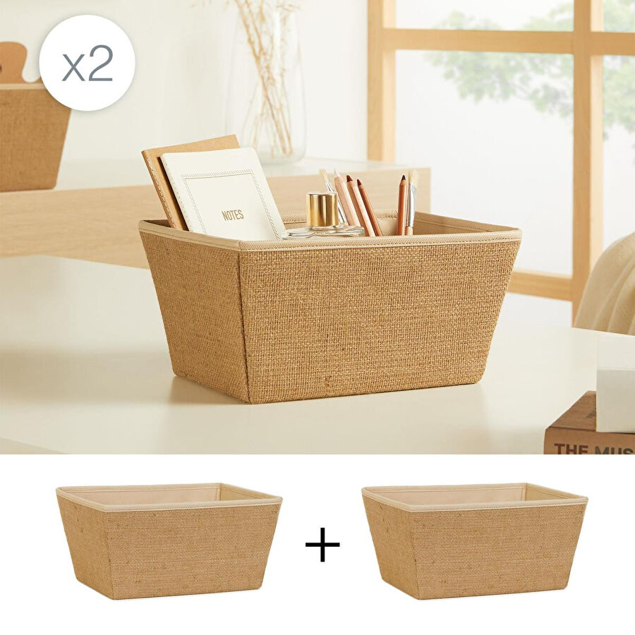 Ocean Home Textile 2'li Jüt Kutu Set 27 X 20 X 13,5 Cm