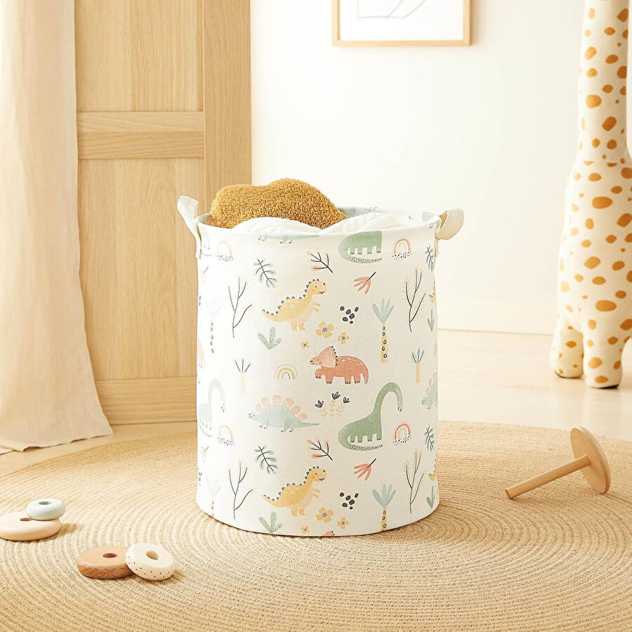 Home Wave Çocuk Odası Dinozor Desenli Oyuncak Sepeti 33 X 40 Cm