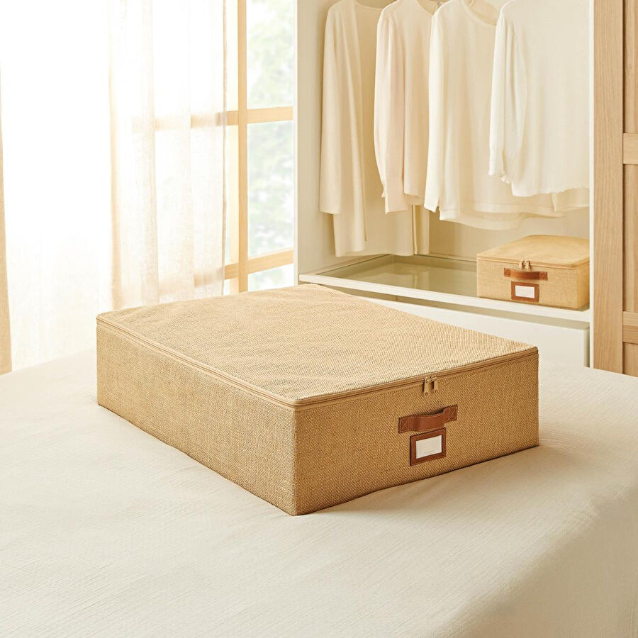 Ocean Home Textile Büyük Boy Jüt Destekli Kutu Hurç 55 X 70 X 18 Cm