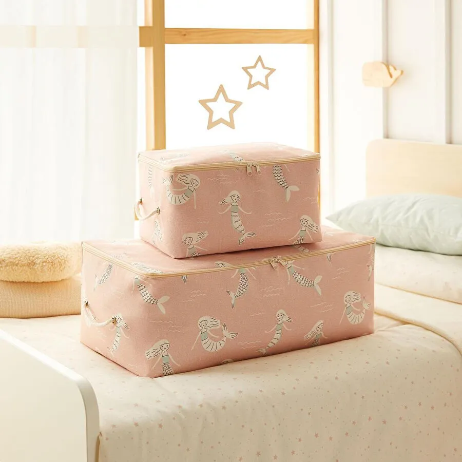 Ocean Home Textile 2'li Çocuk Odası Deniz Kızı Hurç Set 1 Adet 30 X 22 X 18 / 1 Adet 52 X 28 X 21 Cm