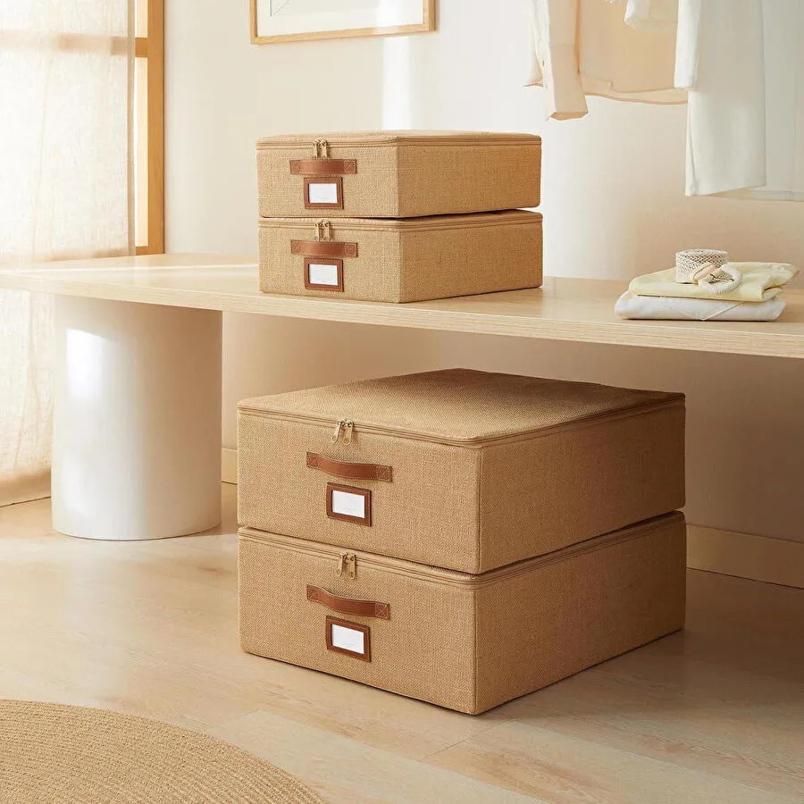 Ocean Home Textile 4'lü Jüt Destekli Hurç Set 2 Adet 31 X 38 X 12 + 45 X 55 X 18 Cm