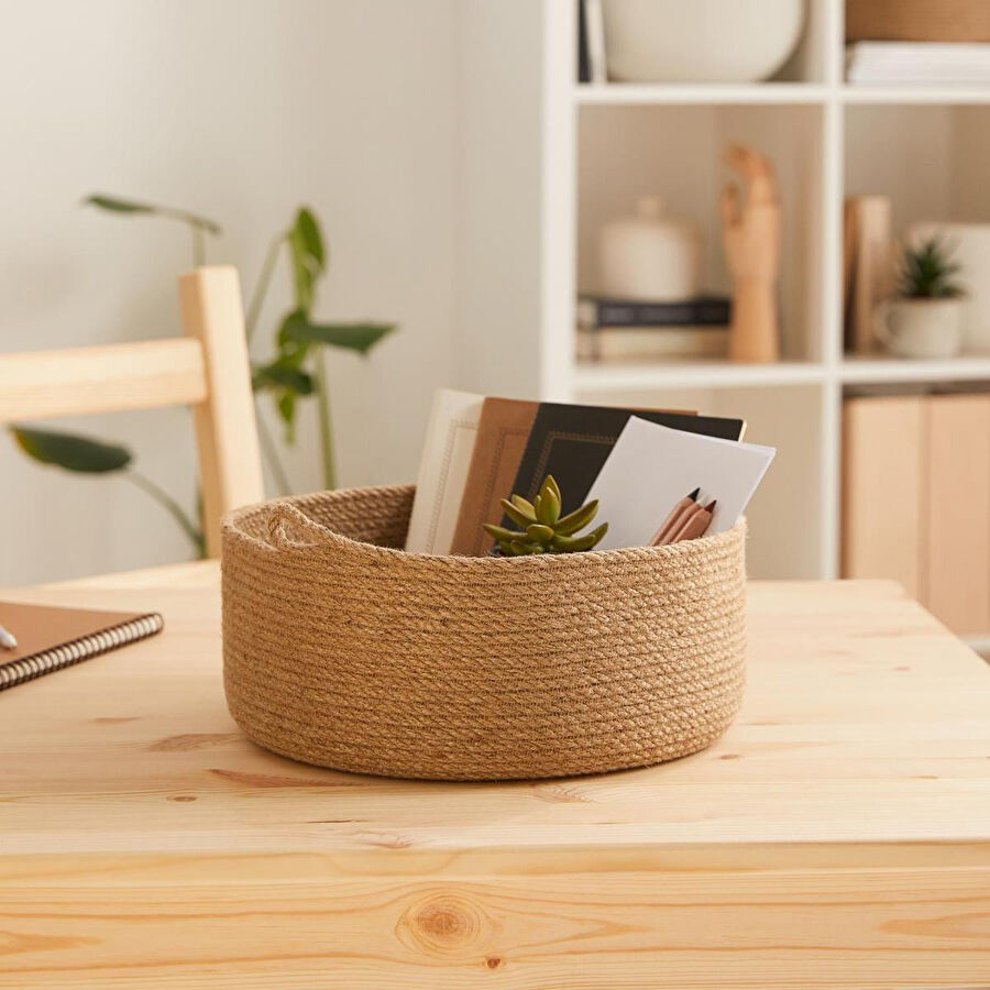 Ocean Home Textile Jüt Halat Sepet 30 X 12 Cm
