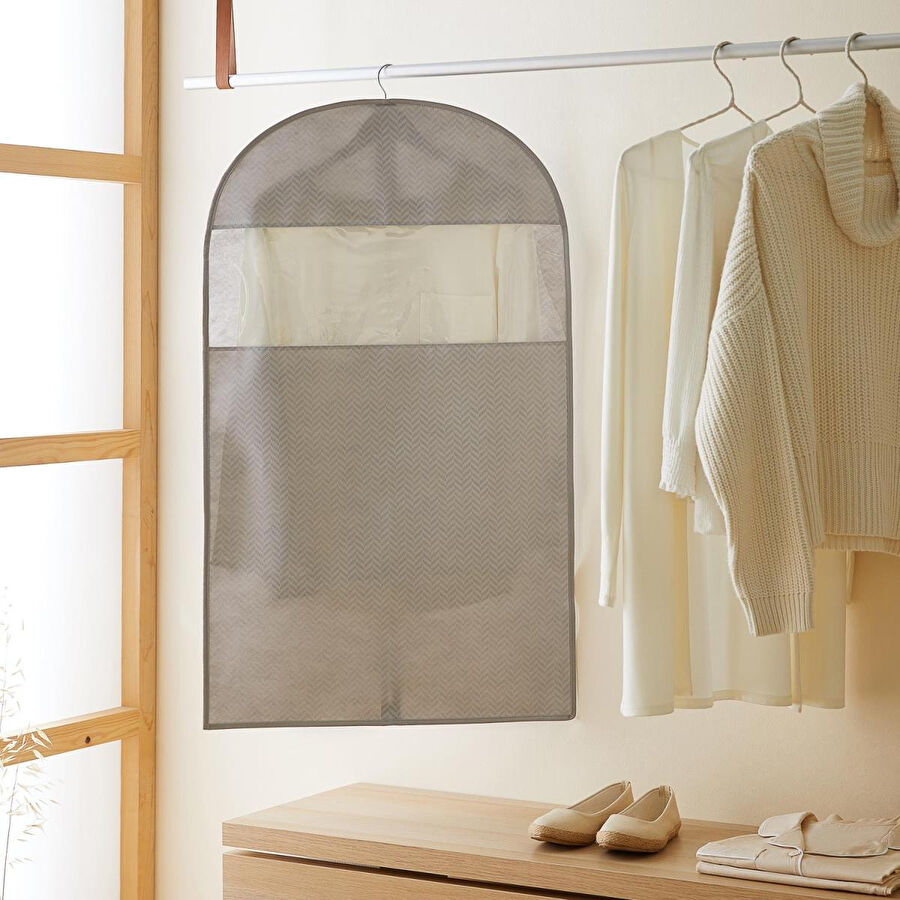 Ocean Home Textile Gri Balıksırtı Elbise Kılıfı 60 X 100 Cm