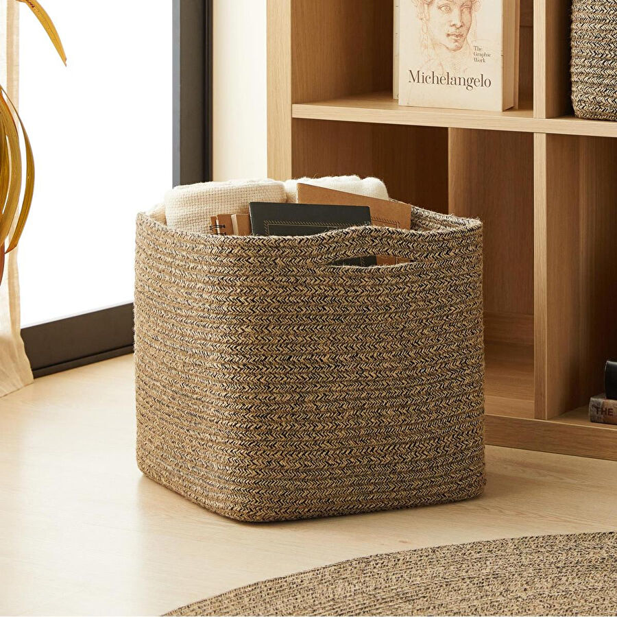 Ocean Home Textile Siyah Kırçıllı Jüt Halat Sepet 30 X 30 X 30 Cm