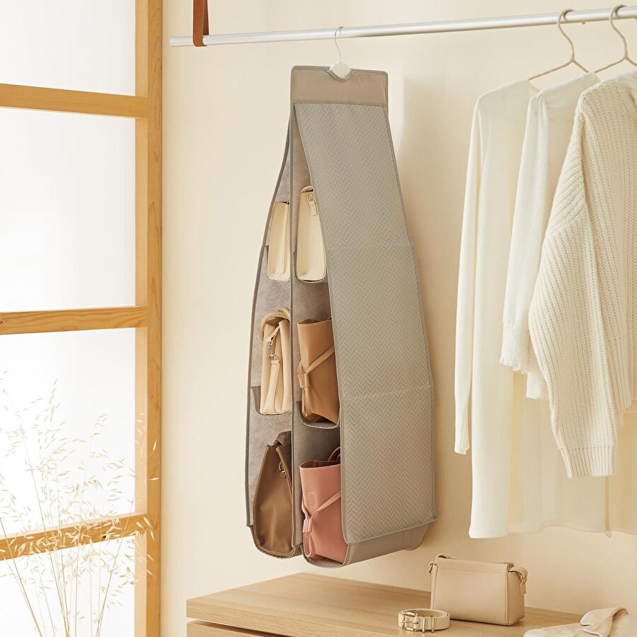 Ocean Home Textile Bölmeli Gri Balıksırtı Çanta Düzenleyici 30 X 97 Cm