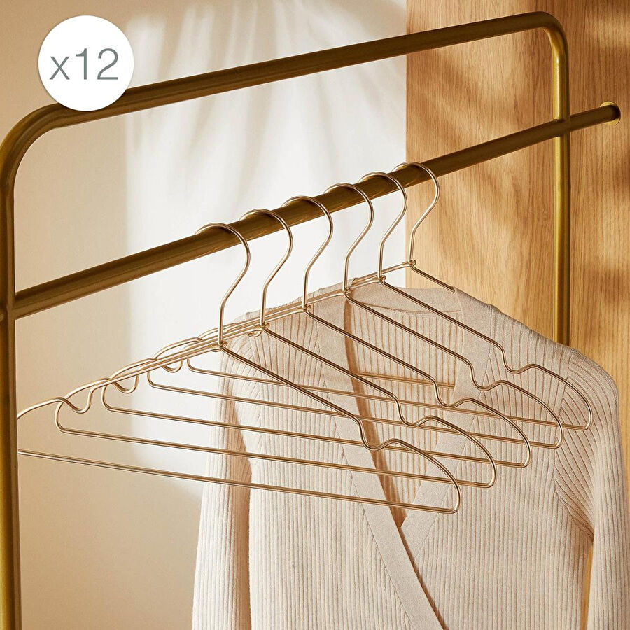 Ocean Home Textile 12'li Altın Renk Metal Giysi Askısı 22 X 41 X 0.4 Cm