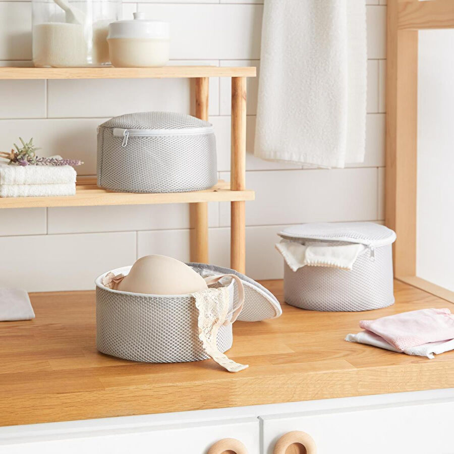 Ocean Home Textile 3'lü Gri Renk İç Çamaşırı Yıkama Filesi Set