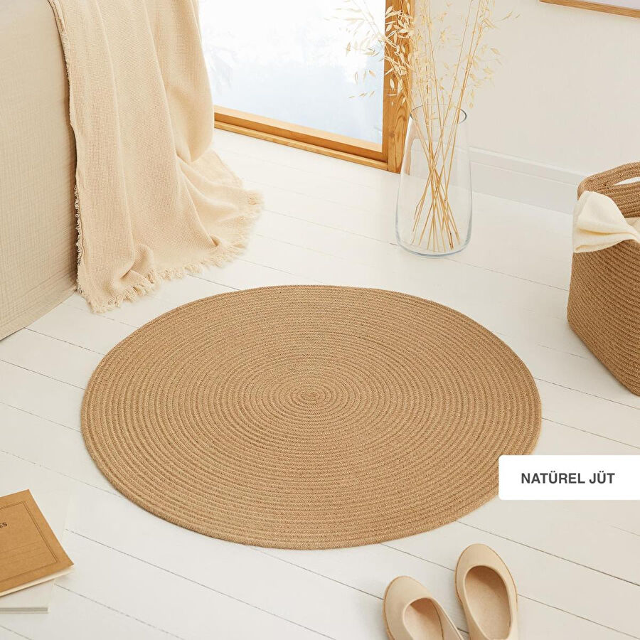 Ocean Home Textile Jüt Halı Kilim Ø 80 Cm