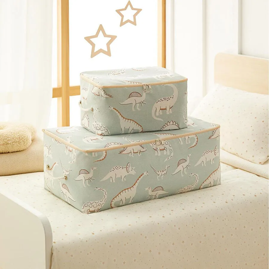 Ocean Home Textile 2'li Çocuk Odası Dinozor Hurç Set 1 Adet 30 X 22 X 18 / 1 Adet 52 X 28 X 21 Cm