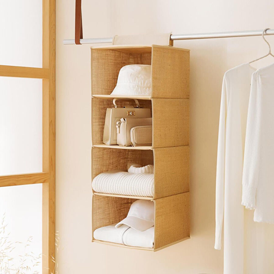 Ocean Home Textile 4 Katlı Jüt Dolap İçi Düzenleyici 30 X 30 X 80 Cm