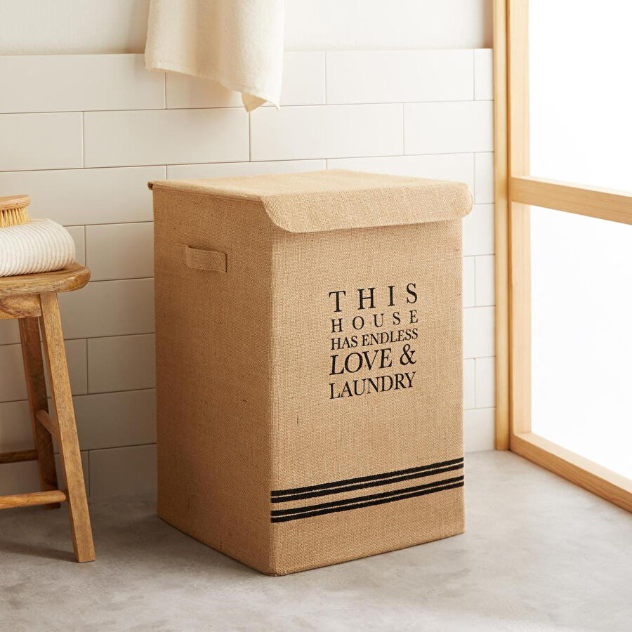 Ocean Home Textile Jüt Çamaşır Kutusu 36 X 36 X 56 Cm