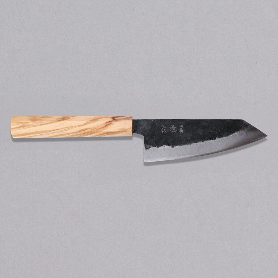 Hatsukokoro Ko Bunka Şef Bıçağı - Aogami #2 - Kurouchi 120mm - Zeytin Ağacı Sap