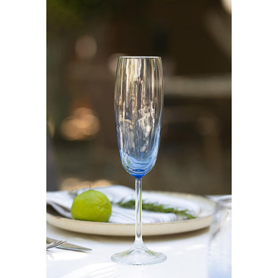Rakle Larc 4'lü Şampanya Kadehi Seti Mavi 220 Cc