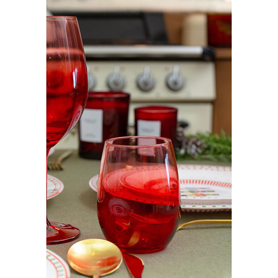 Rakle Larc 4'lü Su Bardağı Seti Kırmızı 350 Cc