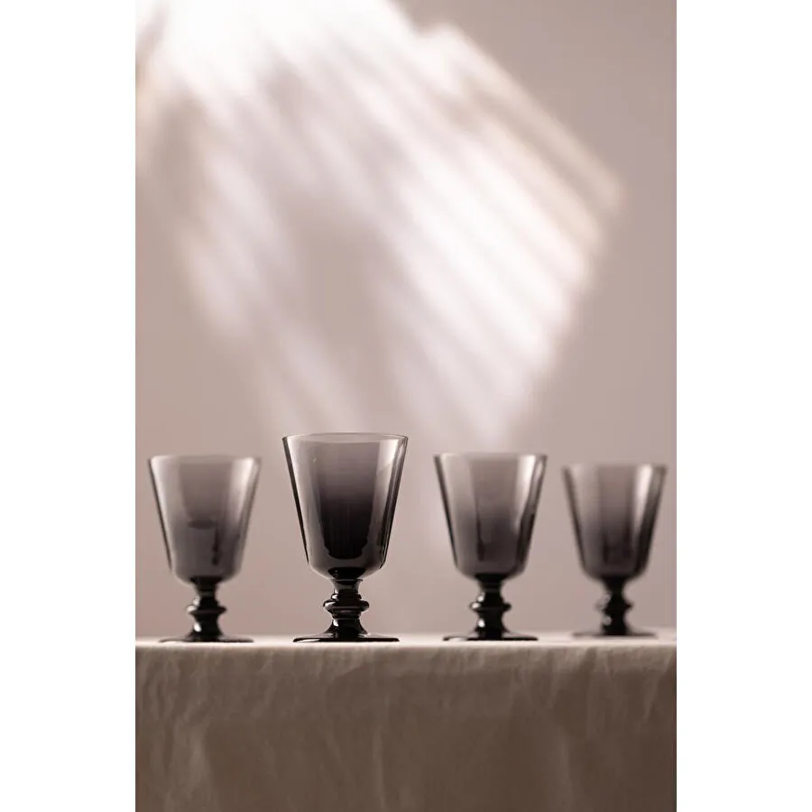 Rakle Larc 4'lü Ayaklı Su Bardağı Seti Füme 220 Cc