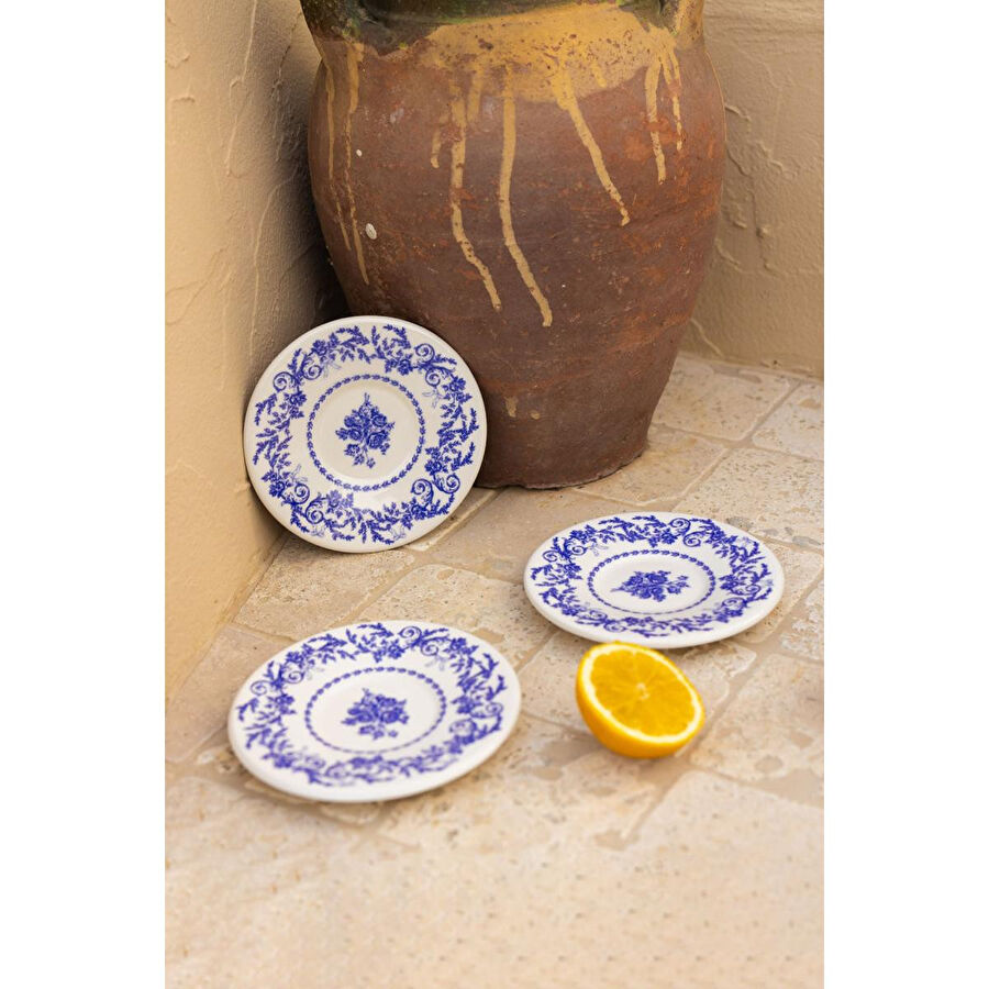 Rakle Bleu Blanc Seramik 6'lı Çay Tabağı Seti 13 Cm