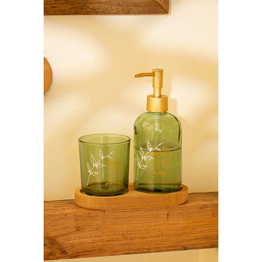 Rakle Viola Ahşap Standlı Banyo Seti Yeşil 420 Cc