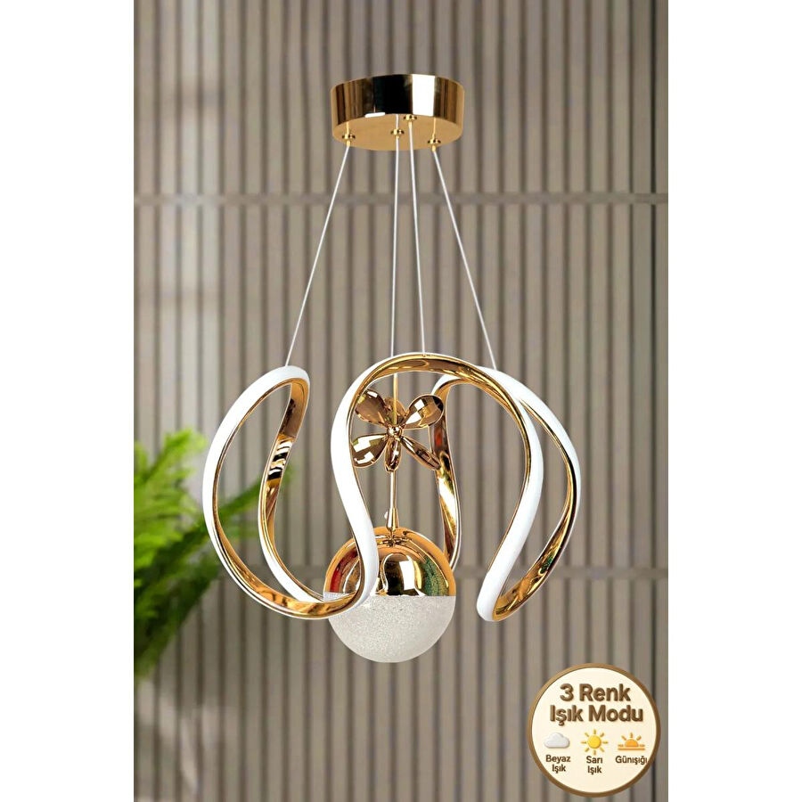 Luna Lighting Clasy Model Gold Kaplama Led Sarkıt Avize