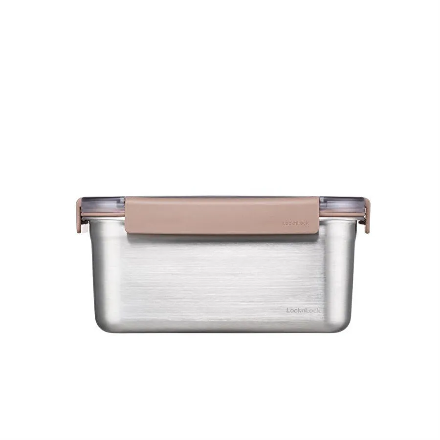 Locknlock Paslanmaz Çelik Fırın & Saklama Kabı Kare Kilitli 1.3 Lt Ml - Kahverengi