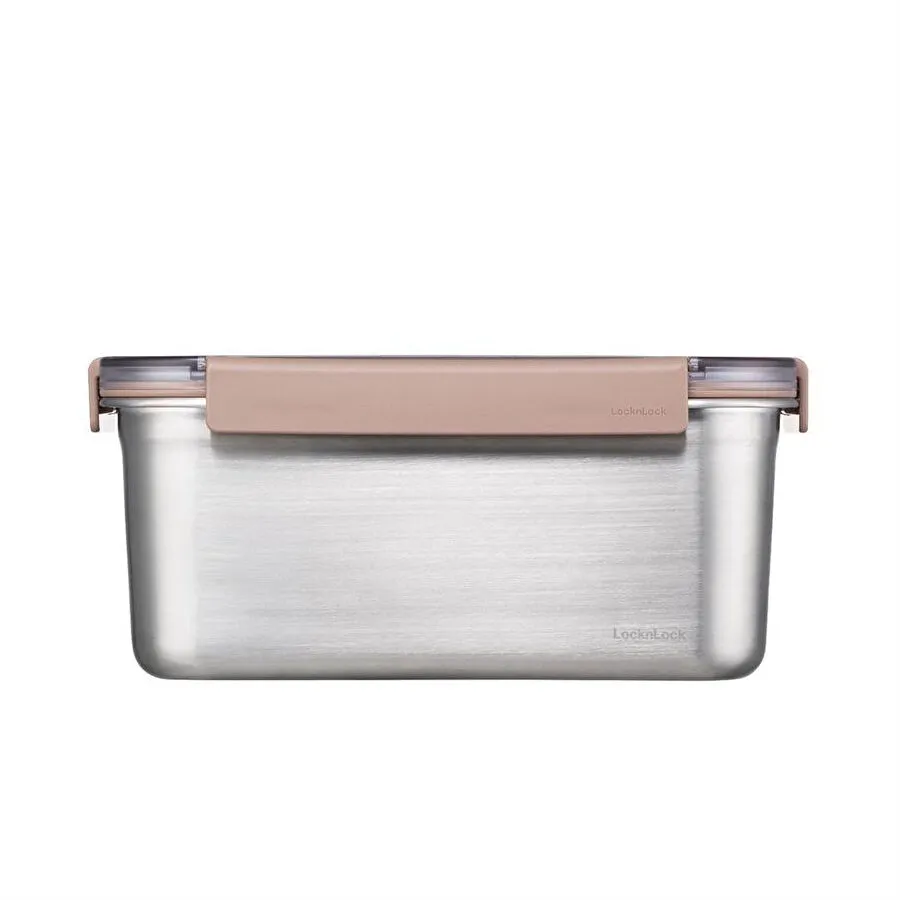 Locknlock Paslanmaz Çelik Fırın & Saklama Kabı Dörtgen Kilitli 2.8 Lt - Kahverengi