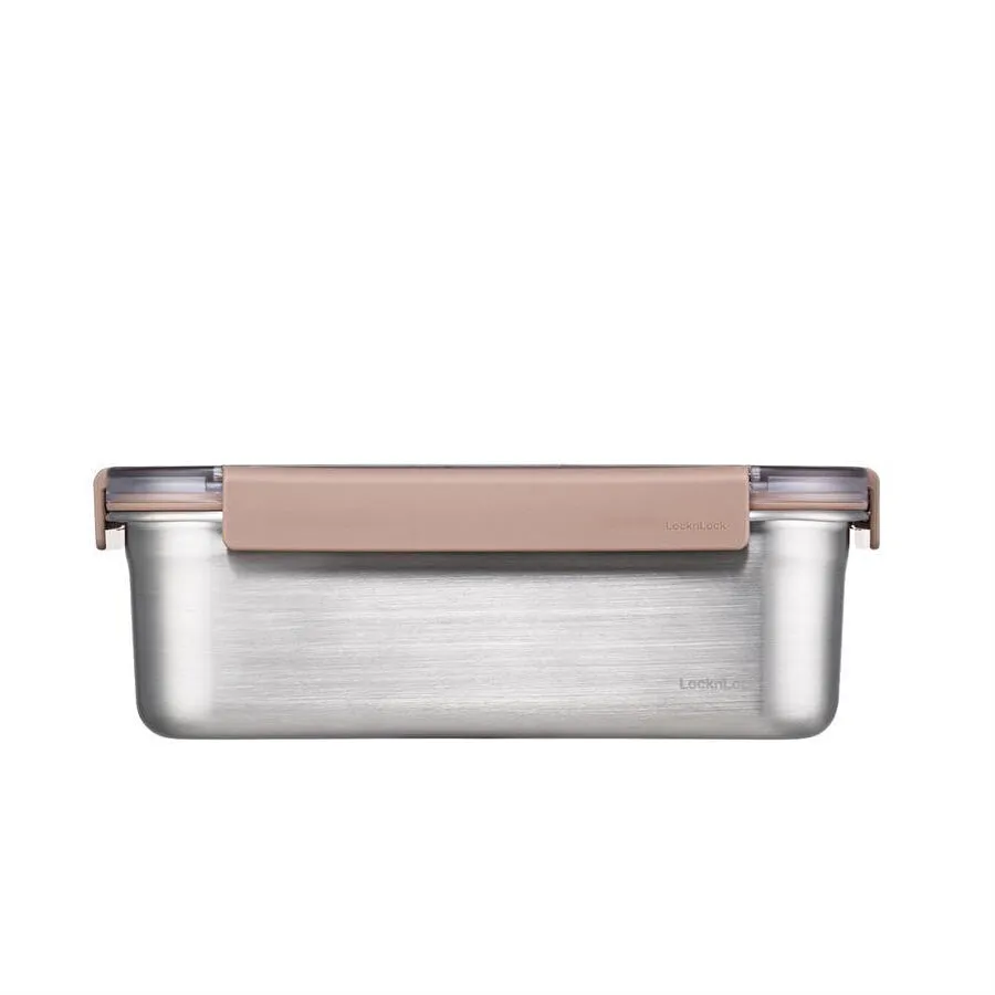Locknlock Paslanmaz Çelik Fırın & Saklama Kabı Dörtgen Kilitli 2 Lt - Kahverengi