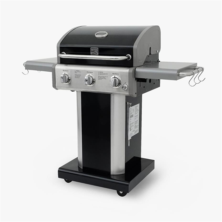 Kenmore Gazlı Barbekü 3 Ocaklı Siyah - Metal