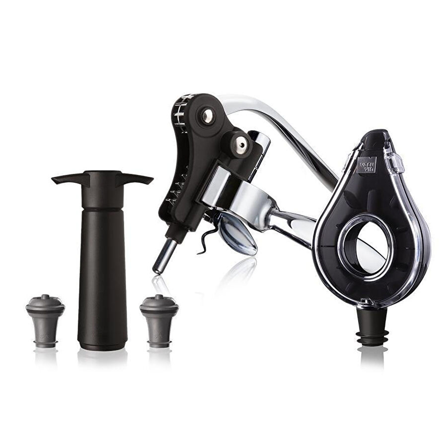 Vacu Vin Air Deluxe Şarap Seti 5 Parça - Kutulu Siyah Çelik